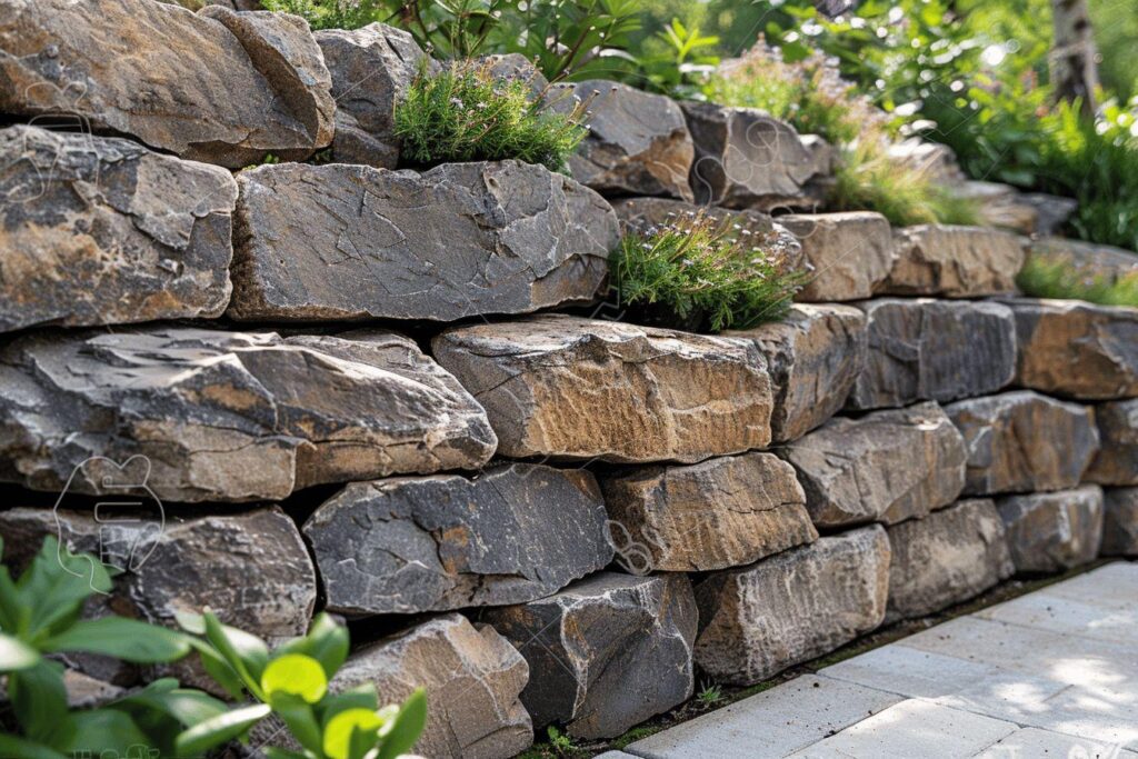 Mur en pierre naturelle : couvertines, dessus et murets pour l'extérieur