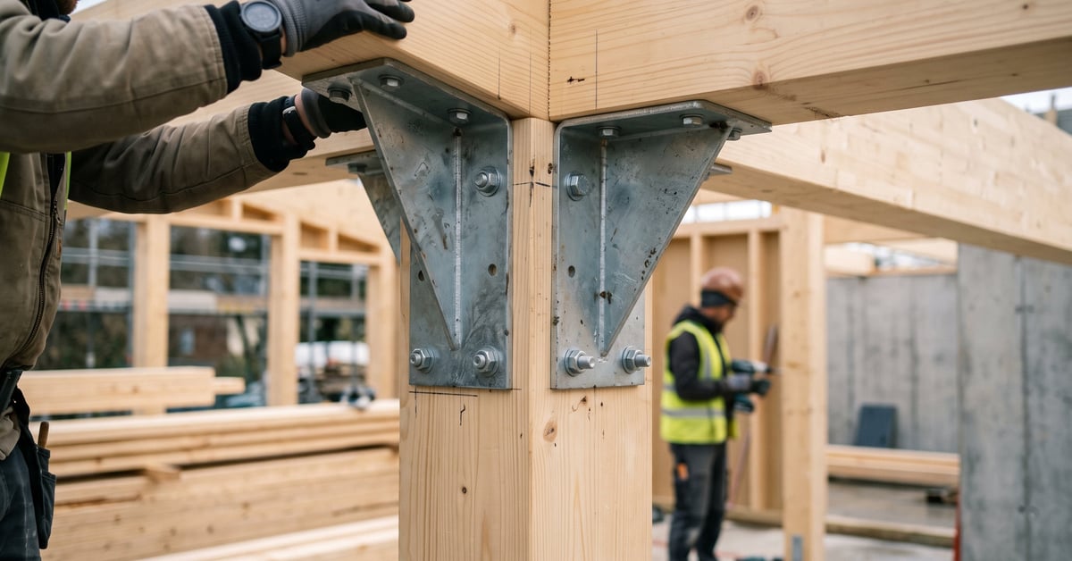 Équerres de charpente métalliques pour l'assemblage de poutres en bois, connecteurs de structure