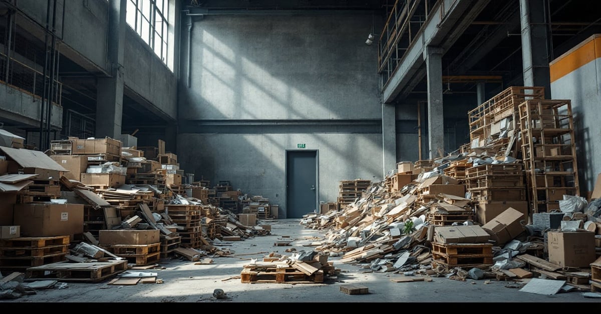 Recyclerie de matériaux de construction avec briques, bois et éléments récupérés triés en circuit court